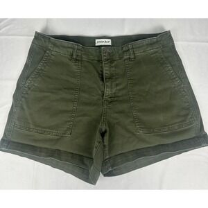 Studio Blue Olive Green Utility Cargo Shorts Womens Size 32 Cotton Blend